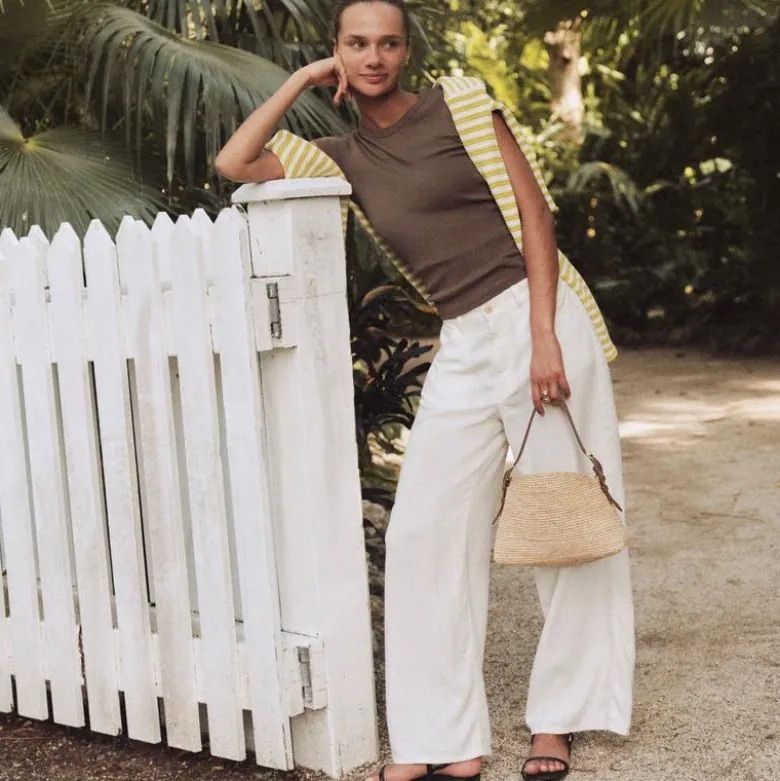 Five-pocket pant in linen blend