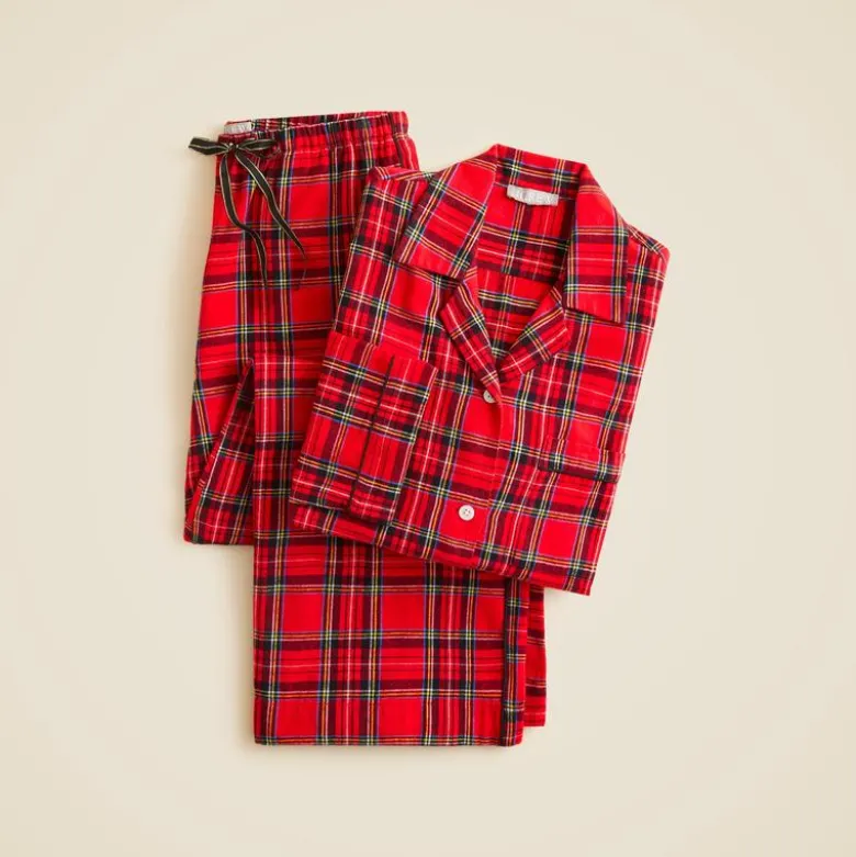 Flannel long-sleeve pajama pant set in Good Tidings plaid