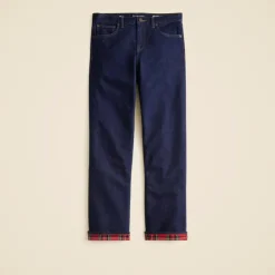 Flannel-lined relaxed straight jean in Rinse wash