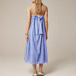 Floaty midi dress in striped cotton voile