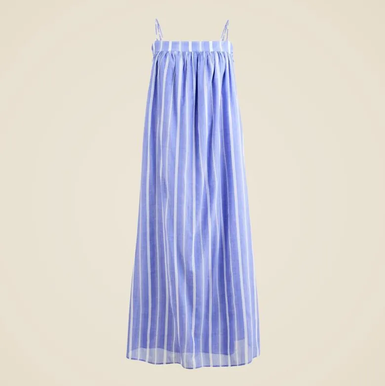 Floaty midi dress in striped cotton voile
