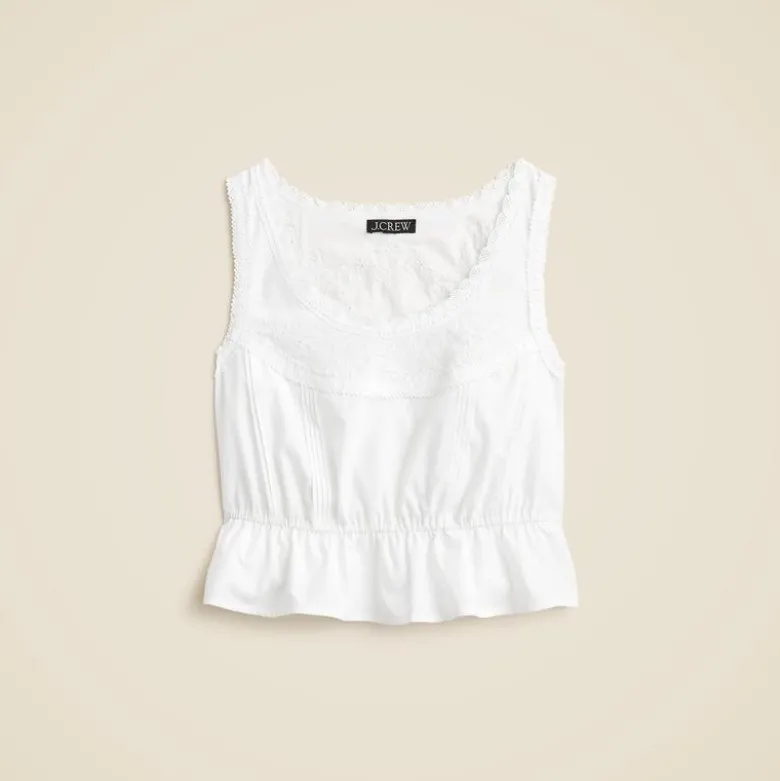 Flutter-hem tank in cotton poplin