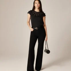 Flutter-sleeve shirt in crepe de chine