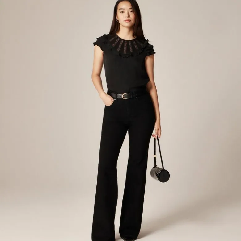 Flutter-sleeve shirt in crepe de chine