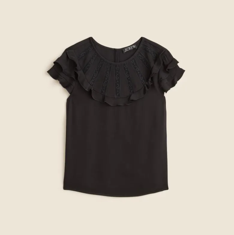 Flutter-sleeve shirt in crepe de chine