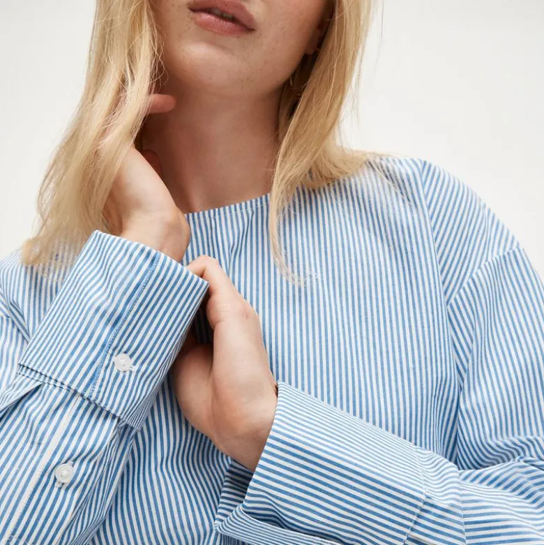 French cuff shirt in striped cotton poplin