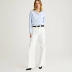 Full-length slim wide-leg jean in white