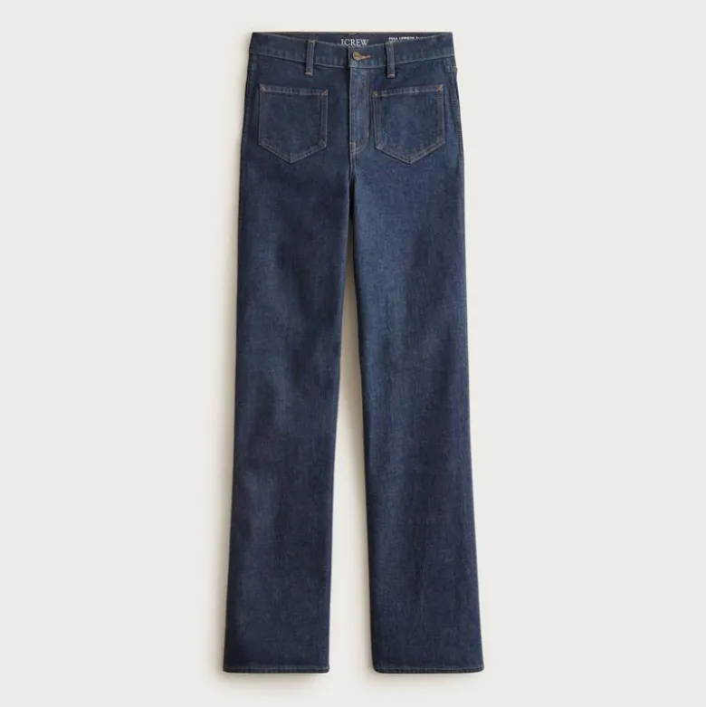 Full-length slim-wide jean with patch pockets