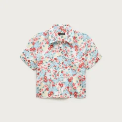 Gamine button-down shirt in blurred floral print