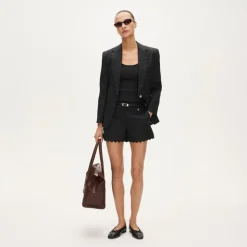 Gamine scallop-trim blazer in Gramercy linen blend