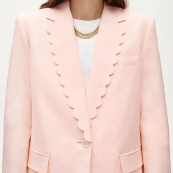 Gamine scallop-trim blazer in Gramercy linen blend