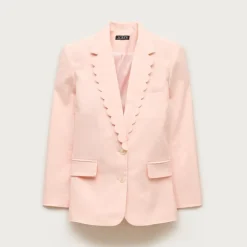 Gamine scallop-trim blazer in Gramercy linen blend