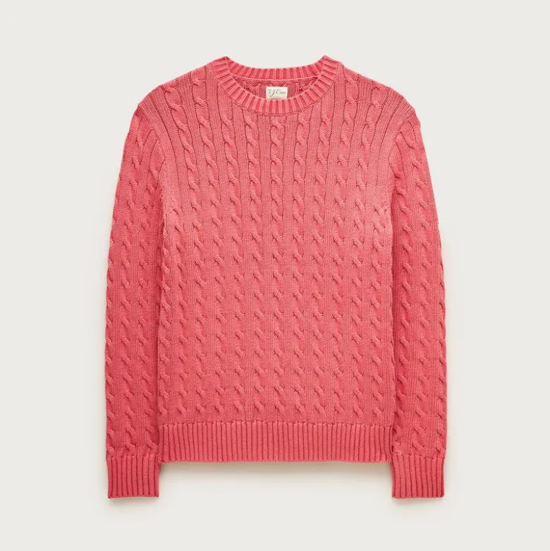 Garment-dyed cable-knit cotton sweater