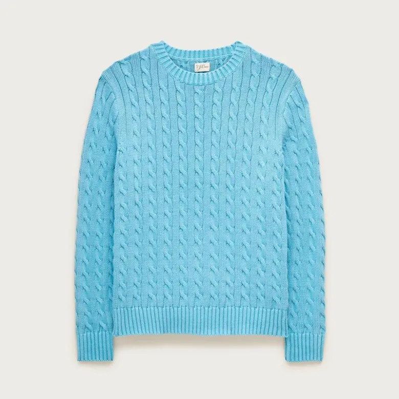 Garment-dyed cable-knit cotton sweater