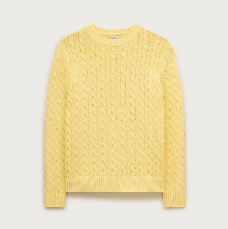 Garment-dyed cable-knit cotton sweater