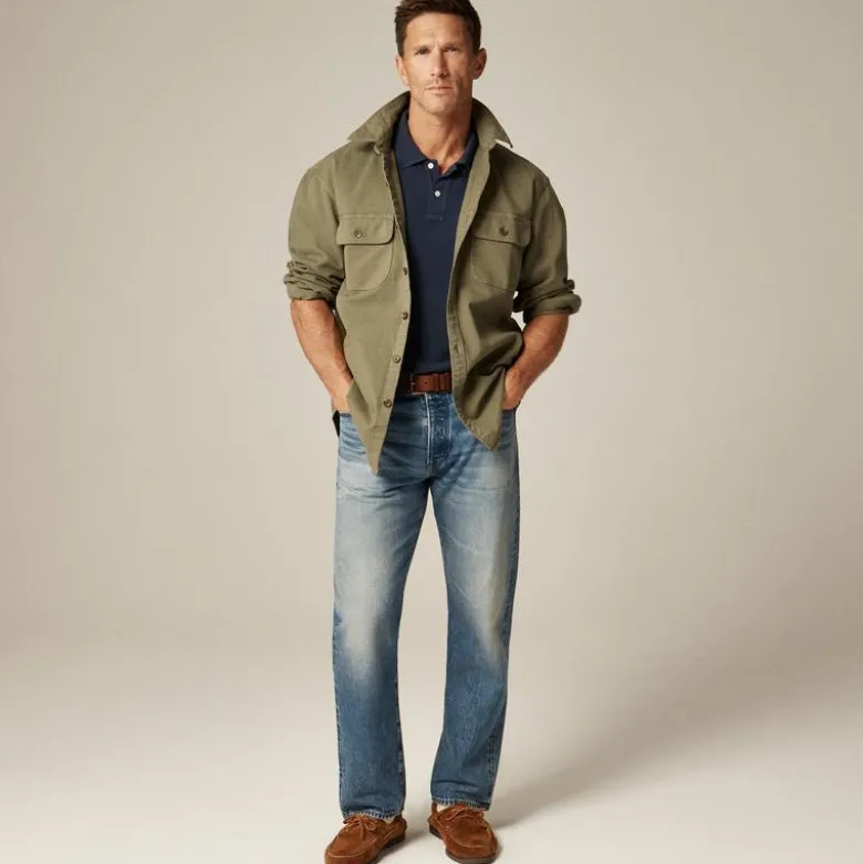 Garment-dyed twill overshirt