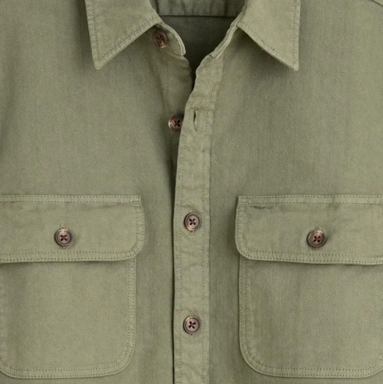 Garment-dyed twill overshirt