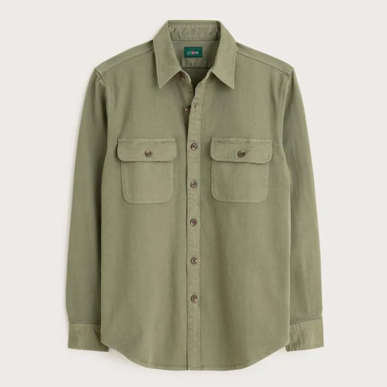 Garment-dyed twill overshirt