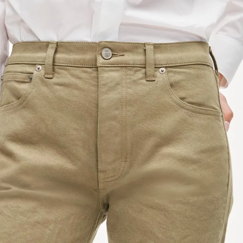 Garment-dyed western straight jean