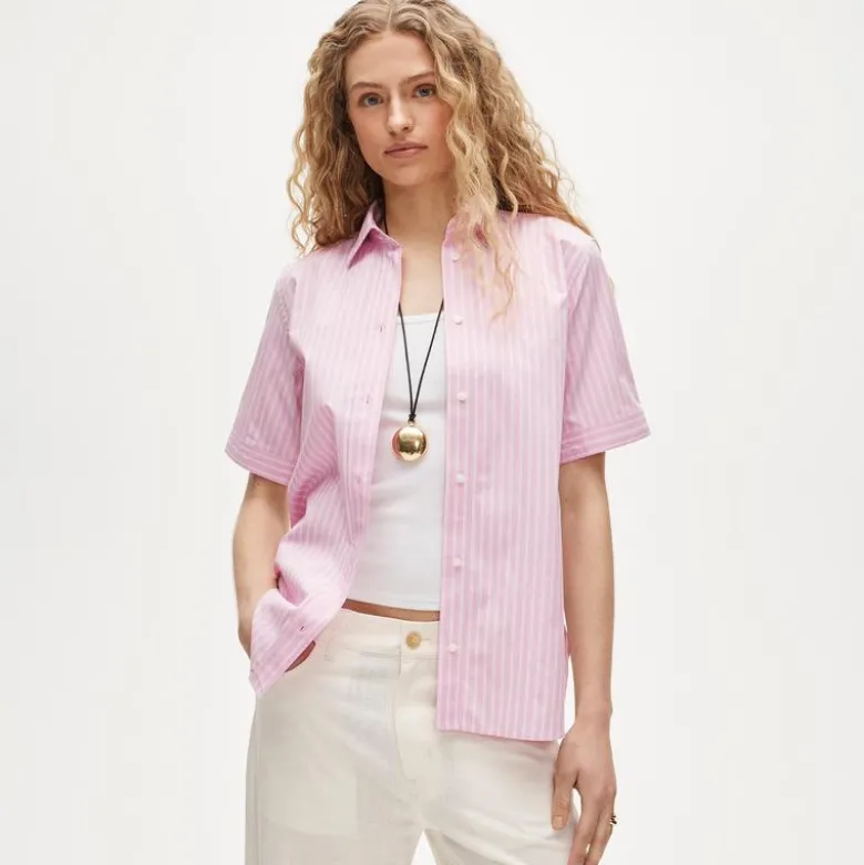 Garçon short-sleeve shirt in striped cotton poplin