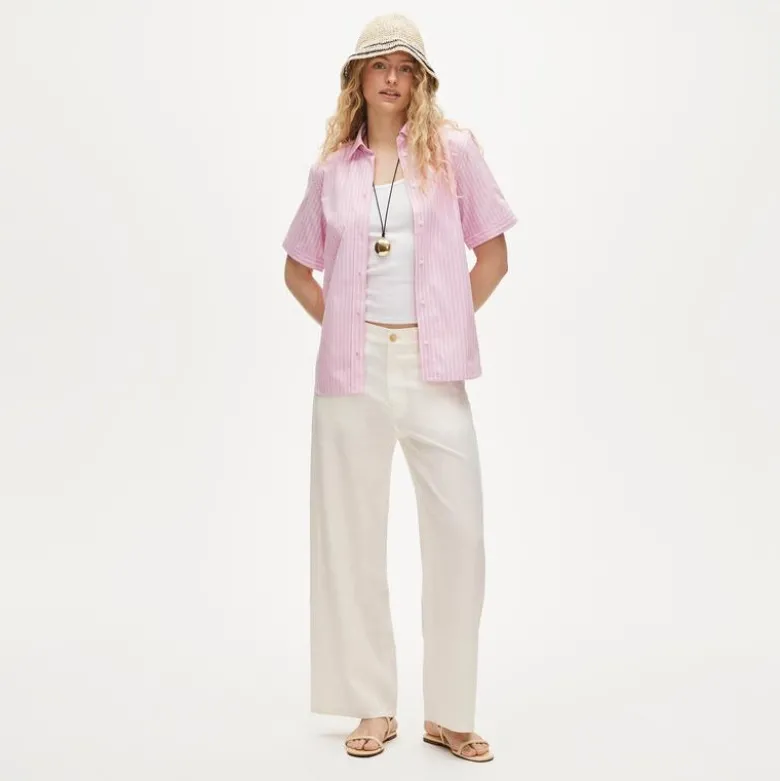 Garçon short-sleeve shirt in striped cotton poplin