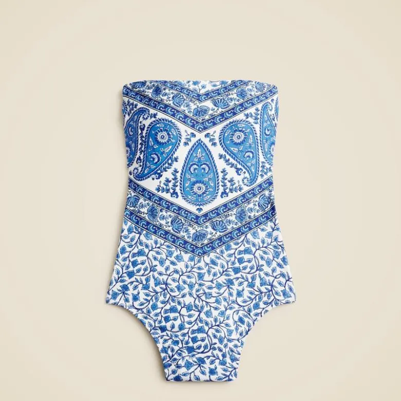 Gemma bandeau one-piece in bandana block print