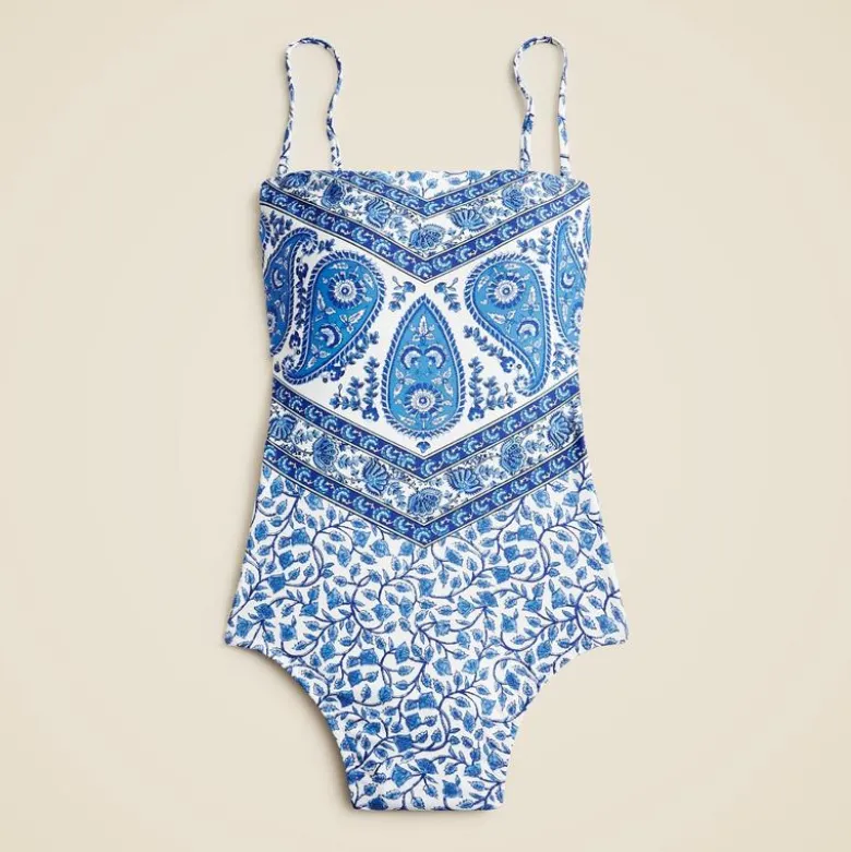 Gemma bandeau one-piece in bandana block print