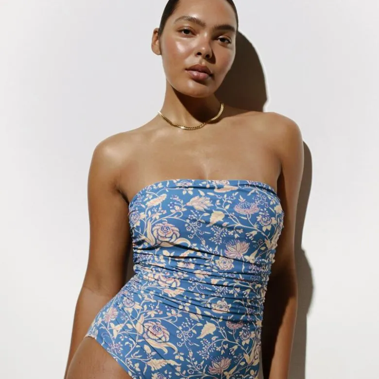 Gemma ruched bandeau one-piece in floral print