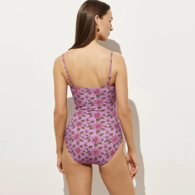 Gemma ruched bandeau one-piece in iris floral