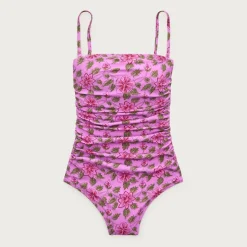 Gemma ruched bandeau one-piece in iris floral