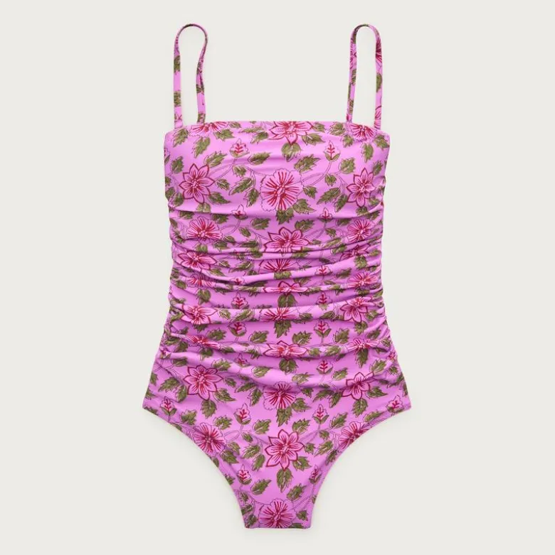 Gemma ruched bandeau one-piece in iris floral