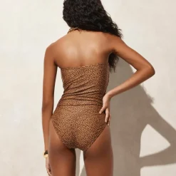 Gemma ruched bandeau one-piece in leopard print