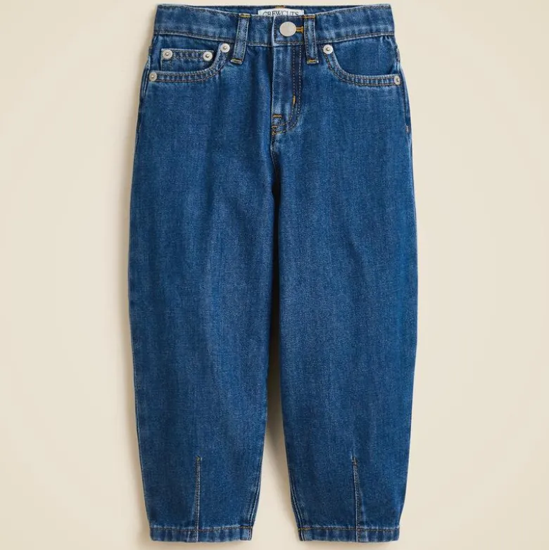 Girls' barrel-leg jean in drapey denim