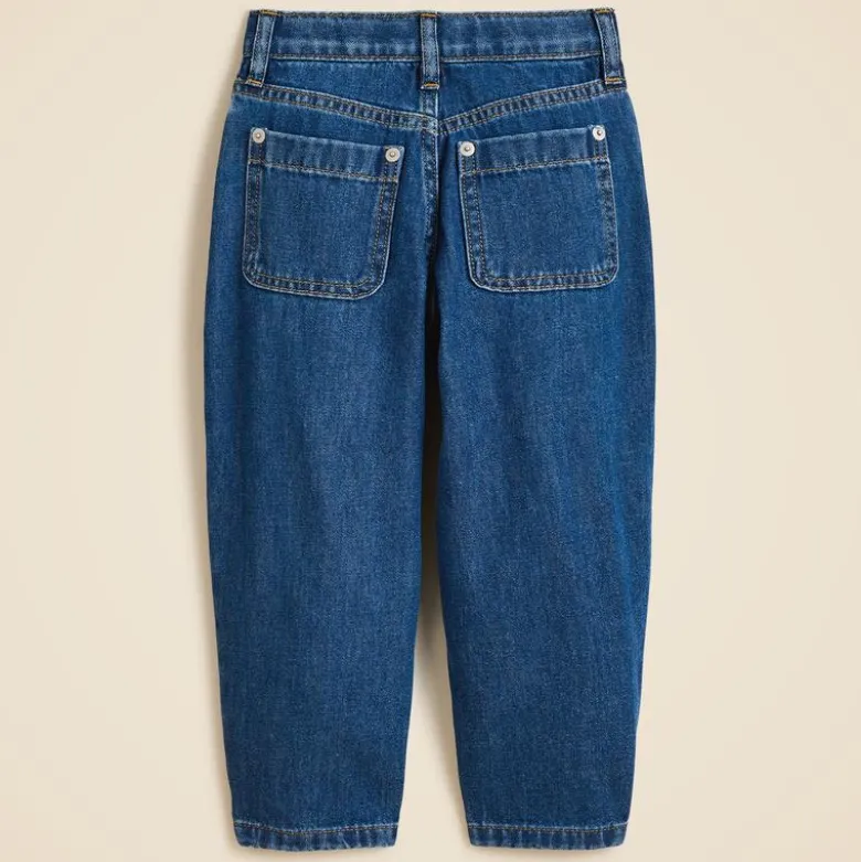 Girls' barrel-leg jean in drapey denim