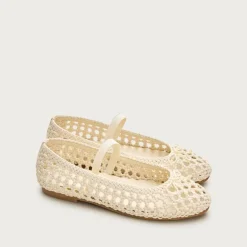 Girls' basketweave ballet flats in metallic