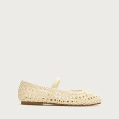 Girls' basketweave ballet flats in metallic