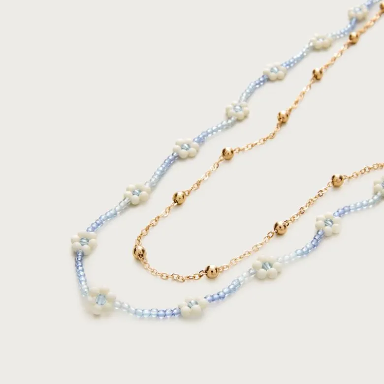 Girls' beaded flower necklaces set-of-two
