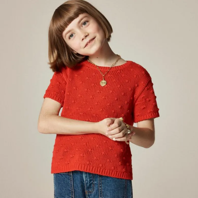 Girls' bobble sweater-tee in cotton