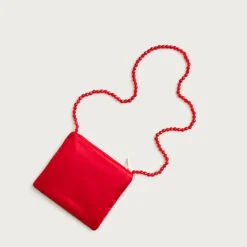 Girls' cherry hand-beaded crossbody pouch