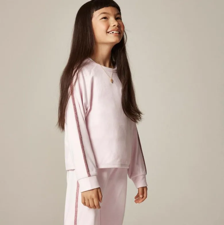 Girls' cozy rib sweatshirt with glitter stripe