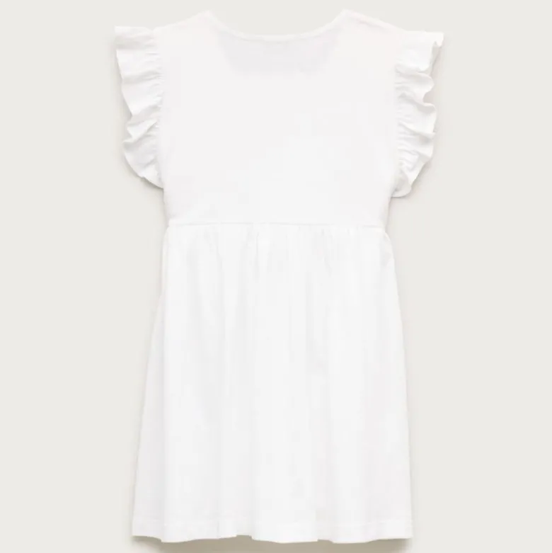 Girls' crochet ruffle-sleeve dress in jersey