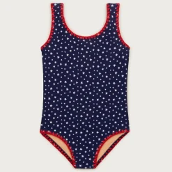 Girls' crochet-stitch one-piece swimsuit in prints
