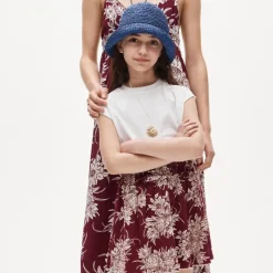 Girls' crochet-trim skirt in broken-in jersey