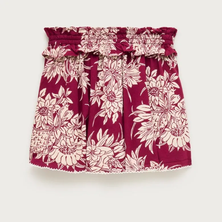 Girls' crochet-trim skirt in broken-in jersey