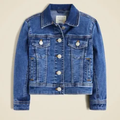 Girls' cropped denim trucker jacket