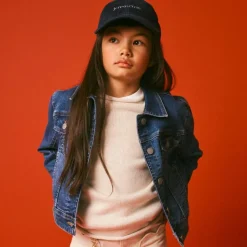 Girls' cropped denim trucker jacket