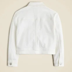 Girls' cropped denim trucker jacket in white