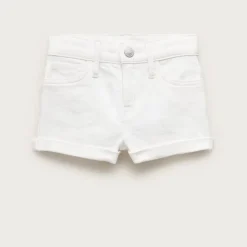 Girls' cuffed denim short in white
