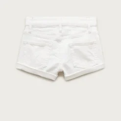 Girls' cuffed denim short in white