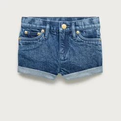 Girls' cuffed denim short in Adelaide wash